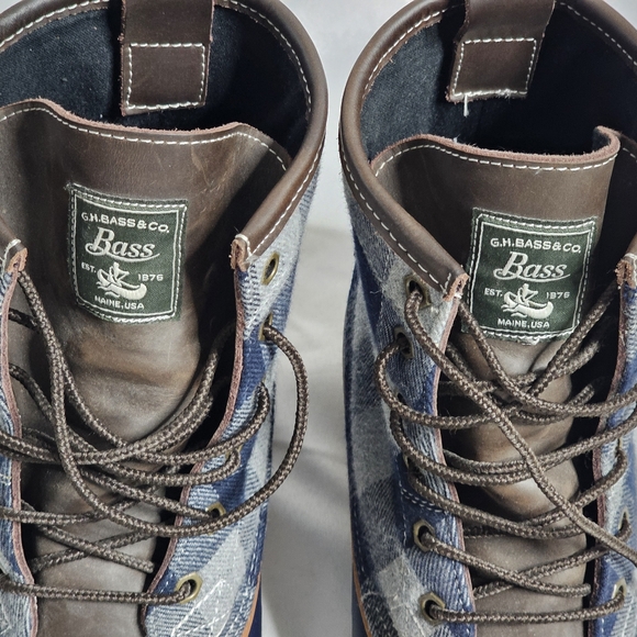 G.H. Bass & Co Mens Size 10M Buffalo Plaid Duck Boots Mallard F16 Blue Check - Picture 3 of 10